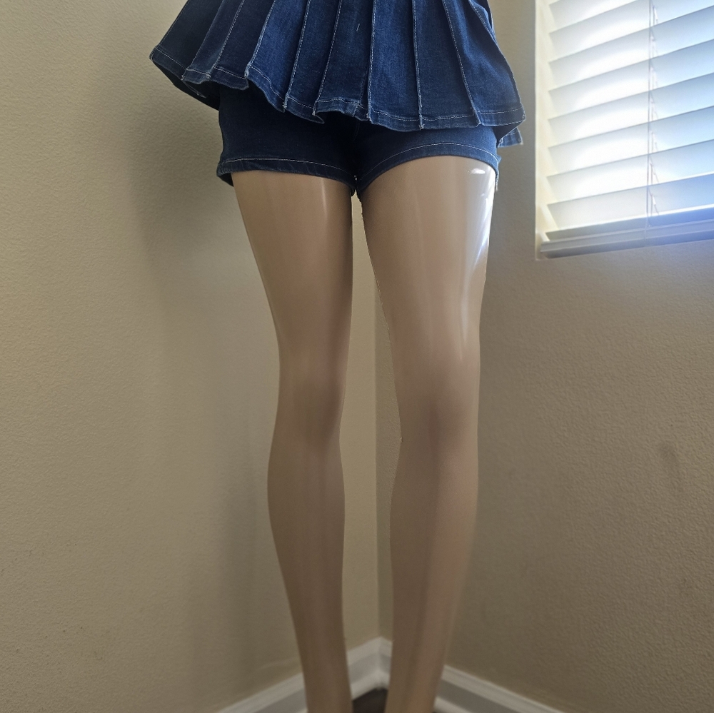 Denim Pleated Skort